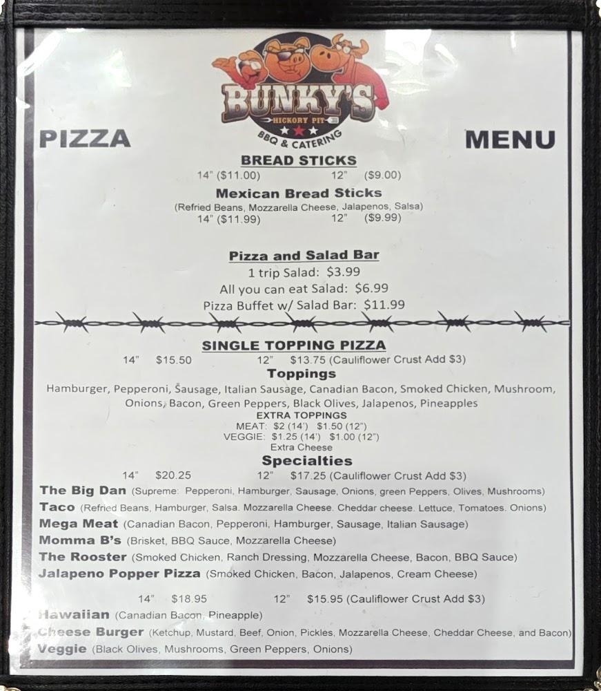 Bunky's Hickory Pit Menu image 1