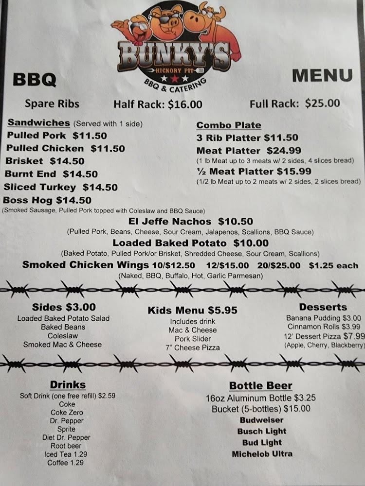 Bunky's Hickory Pit Menu image 3